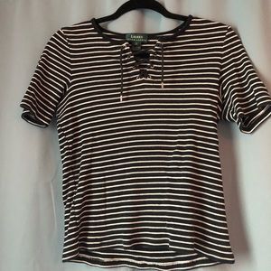 Ralph Lauren lace up striped shirt